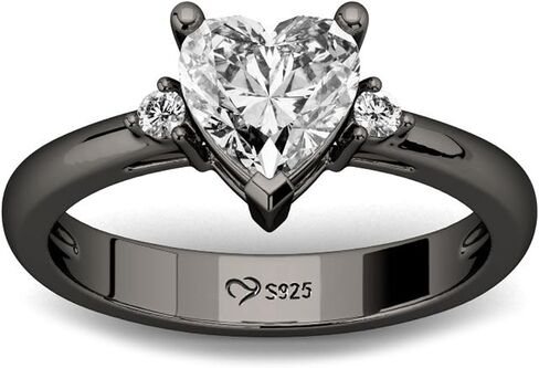 Jeulia 2.3 ct Vintage Gothic Skull Rings Three Stone Heart Cubic Zirconia Crystal Biker Cocktail Party Rings for Women Halloween Christmas Gifts with Jewelry Box in Saudi Arabia