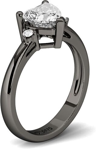 Jeulia 2.3 ct Vintage Gothic Skull Rings Three Stone Heart Cubic Zirconia Crystal Biker Cocktail Party Rings for Women Halloween Christmas Gifts with Jewelry Box in Saudi Arabia