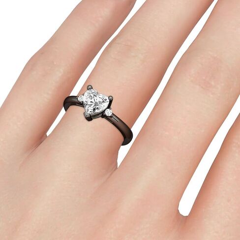 Jeulia 2.3 ct Vintage Gothic Skull Rings Three Stone Heart Cubic Zirconia Crystal Biker Cocktail Party Rings for Women Halloween Christmas Gifts with Jewelry Box in Saudi Arabia