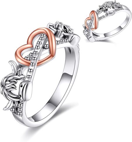 POPLYKE Animal Infinity Ring 925 Sterling Silver Cute Animal Ring Mother Child MOM Jewelry Gift for Women Daughter Granddaughter in Saudi Arabia
