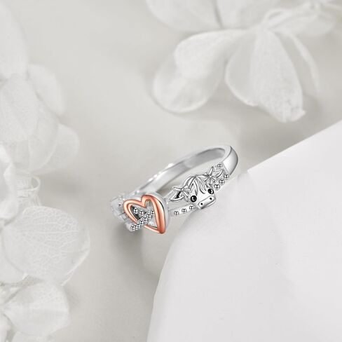 POPLYKE Animal Infinity Ring 925 Sterling Silver Cute Animal Ring Mother Child MOM Jewelry Gift for Women Daughter Granddaughter in Saudi Arabia