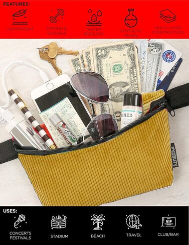 FYDELITY 70s CORDUROY TAN Fanny Pack حقائب كروس للنساء للمهرجانات، حقائب صغيرة لطيفة للنساء، إكسسوارات عصرية للحفلات الموسيقية، حزمة مراوح للرجال والنساء، خصر أنيق، ورك بوم نحيف in Kuwait