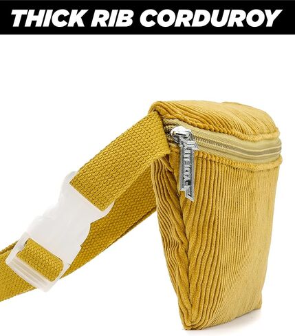 FYDELITY 70s CORDUROY TAN Fanny Pack حقائب كروس للنساء للمهرجانات، حقائب صغيرة لطيفة للنساء، إكسسوارات عصرية للحفلات الموسيقية، حزمة مراوح للرجال والنساء، خصر أنيق، ورك بوم نحيف in Kuwait
