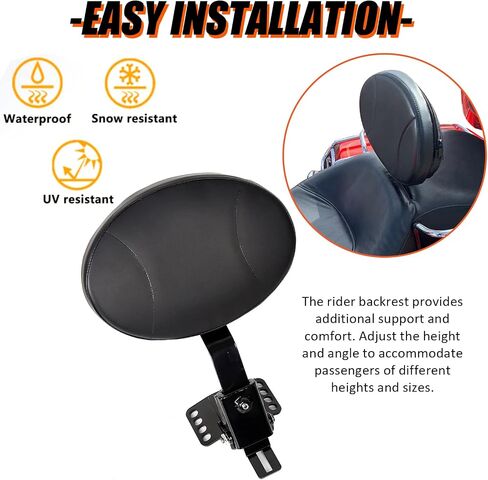 ECOTRIC Adjustable Plug-in Driver Rider Backrest Kit for 1988-2023 Harley Touring FLTR FLHT,with a Removable Back Pocket in Saudi Arabia