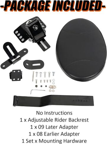 ECOTRIC Adjustable Plug-in Driver Rider Backrest Kit for 1988-2023 Harley Touring FLTR FLHT,with a Removable Back Pocket in Saudi Arabia