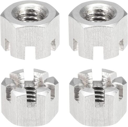 صواميل سداسية مشقوقة M8x1.25mm(DxP) - 10 عبوات - جيدة للآلات - 304 صواميل سداسية من الفولاذ المقاوم للصدأ - لون فضي in Kuwait