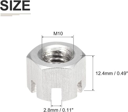 صواميل سداسية مشقوقة M8x1.25mm(DxP) - 10 عبوات - جيدة للآلات - 304 صواميل سداسية من الفولاذ المقاوم للصدأ - لون فضي in Kuwait
