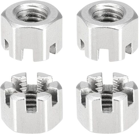 صواميل سداسية مشقوقة M8x1.25mm(DxP) - 10 عبوات - جيدة للآلات - 304 صواميل سداسية من الفولاذ المقاوم للصدأ - لون فضي in Kuwait