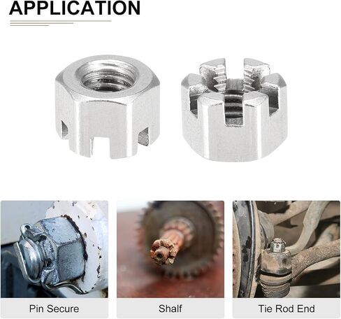 صواميل سداسية مشقوقة M8x1.25mm(DxP) - 10 عبوات - جيدة للآلات - 304 صواميل سداسية من الفولاذ المقاوم للصدأ - لون فضي in Kuwait