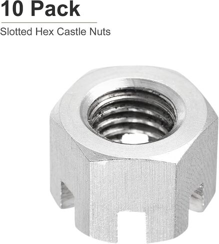 صواميل سداسية مشقوقة M8x1.25mm(DxP) - 10 عبوات - جيدة للآلات - 304 صواميل سداسية من الفولاذ المقاوم للصدأ - لون فضي in Kuwait