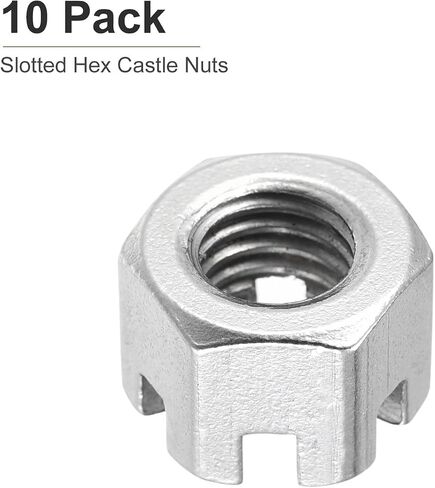 صواميل سداسية مشقوقة M8x1.25mm(DxP) - 10 عبوات - جيدة للآلات - 304 صواميل سداسية من الفولاذ المقاوم للصدأ - لون فضي in Kuwait