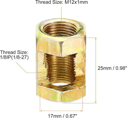 PATIKIL 1/8IP to M12x1mm Hex Coupling Nut, 10 Pack Female Thread Connector 25mm Hexagonal Sleeve Nut Rod Bar Stud Tube Joint Adapter Hardware for Lamp Repair in Saudi Arabia