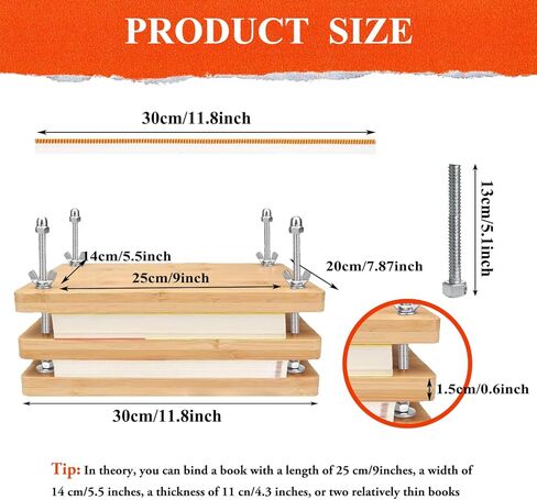طقم تجليد الكتب من الخيزران الخشبي من rcqeuiol لمستلزمات تجليد الكتب، آلة تجليد الكتب DIY، آلة تجليد الكتب مع 24 عصابات رأس لتجليد الكتب الملونة in Kuwait