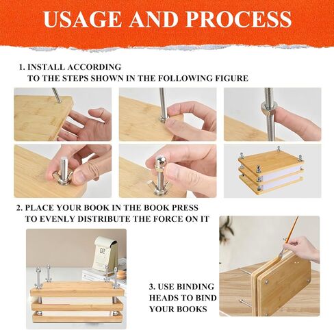 طقم تجليد الكتب من الخيزران الخشبي من rcqeuiol لمستلزمات تجليد الكتب، آلة تجليد الكتب DIY، آلة تجليد الكتب مع 24 عصابات رأس لتجليد الكتب الملونة in Kuwait
