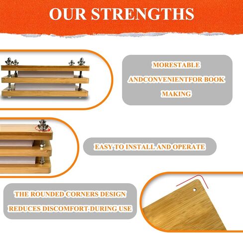 طقم تجليد الكتب من الخيزران الخشبي من rcqeuiol لمستلزمات تجليد الكتب، آلة تجليد الكتب DIY، آلة تجليد الكتب مع 24 عصابات رأس لتجليد الكتب الملونة in Kuwait