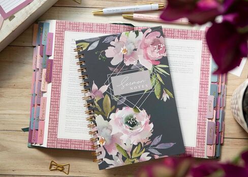 Sermon Notes Notebook, Sprial Sermon Notes Notebook, Hardcover Sermon Notes Notebook, Church Notes Notebook, Church Notes Journal, Teens, Christian gifts for women (Dark Floral Sermon Notes) in Saudi Arabia
