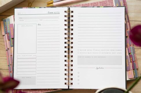 Sermon Notes Notebook, Sprial Sermon Notes Notebook, Hardcover Sermon Notes Notebook, Church Notes Notebook, Church Notes Journal, Teens, Christian gifts for women (Dark Floral Sermon Notes) in Saudi Arabia