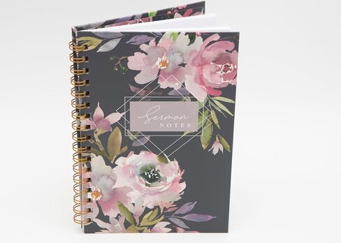 Sermon Notes Notebook, Sprial Sermon Notes Notebook, Hardcover Sermon Notes Notebook, Church Notes Notebook, Church Notes Journal, Teens, Christian gifts for women (Dark Floral Sermon Notes) in Saudi Arabia