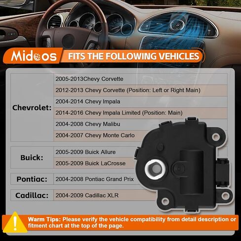 2 قطعة سخان محرك باب الهواء HVAC، مشغل باب مزيج متوافق مع تشيفي إمبالا 2004-2013 كورفيت ماليبو بويك كاديلاك بونتياك-سخان محرك باب مزيج الهواء 604-108، 1574122، 15844096 in Kuwait