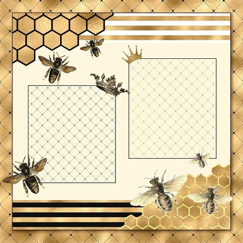 Whaline 24Pcs Bee Pattern Paper 30x30cm Double-Sided Watercolor Bee Scrapbook Paper Craft Paper Folded Flat for DIY Decorative Background Card Making Photo Album Junk Journal Decoration, 12 Designs in Saudi Arabia