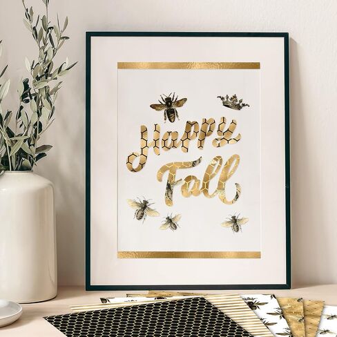 Whaline 24Pcs Bee Pattern Paper 30x30cm Double-Sided Watercolor Bee Scrapbook Paper Craft Paper Folded Flat for DIY Decorative Background Card Making Photo Album Junk Journal Decoration, 12 Designs in Saudi Arabia