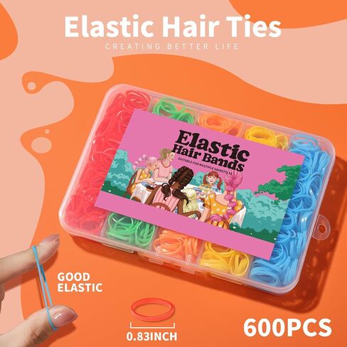 YGDZ Elastic Hair Bands, 5 Colors 600 pcs Hair Ties, Mini Hair Rubber Bands, Elastic Hair Ties for Girl, Ponytail Holders, Hair Accessories for Men, Women, Toddler, Neutral Colors in Saudi Arabia