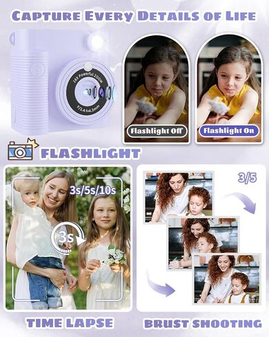 Kids Camera, Instant Print Camera for Kids 1080P HD Digital Camera Video Toddler Cameras with 32G SD Card, Christmas Birthday Gifts for 3 4 5 6 7 8 9 10 11 Year Old Girls Boys in Saudi Arabia