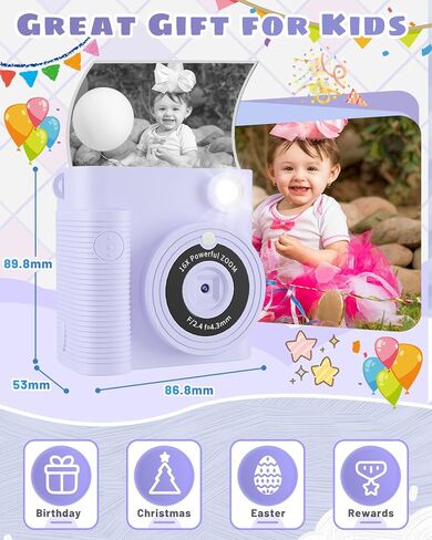 Kids Camera, Instant Print Camera for Kids 1080P HD Digital Camera Video Toddler Cameras with 32G SD Card, Christmas Birthday Gifts for 3 4 5 6 7 8 9 10 11 Year Old Girls Boys in Saudi Arabia
