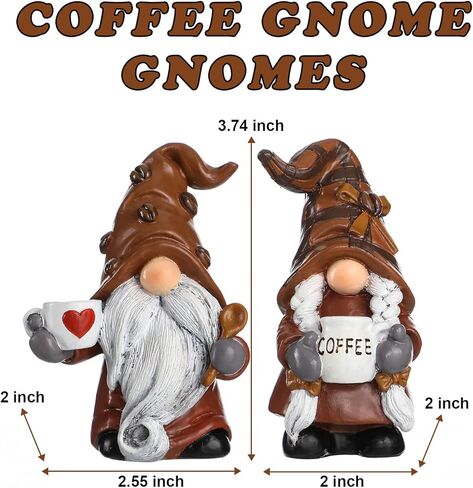 Funoasis 2PCS الراتنج القهوة التماثيل رسمت باليد مكتب القهوة بار ركن التماثيل المنزل المطبخ مزرعة الجدول الرف تحصيل الدمى التماثيل اليومية الهدايا in Kuwait