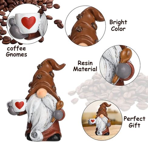 Funoasis 2PCS الراتنج القهوة التماثيل رسمت باليد مكتب القهوة بار ركن التماثيل المنزل المطبخ مزرعة الجدول الرف تحصيل الدمى التماثيل اليومية الهدايا in Kuwait