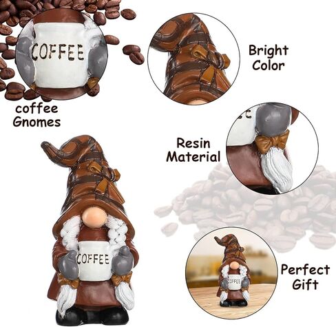 Funoasis 2PCS الراتنج القهوة التماثيل رسمت باليد مكتب القهوة بار ركن التماثيل المنزل المطبخ مزرعة الجدول الرف تحصيل الدمى التماثيل اليومية الهدايا in Kuwait