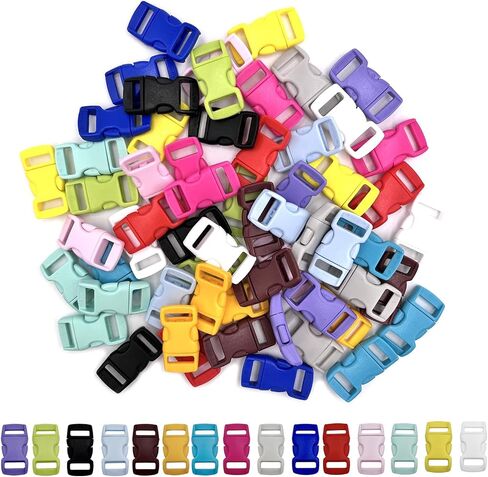 honigo 15 PCS 3/8 Inch Plastic Curved Buckle 15 Colors Quick Side Release Arched Buckle Heavy Duty Plastic Replacement for Bracelets,Backpack Nylon Webbing Belt,Lanyards,Pet Collar in Saudi Arabia