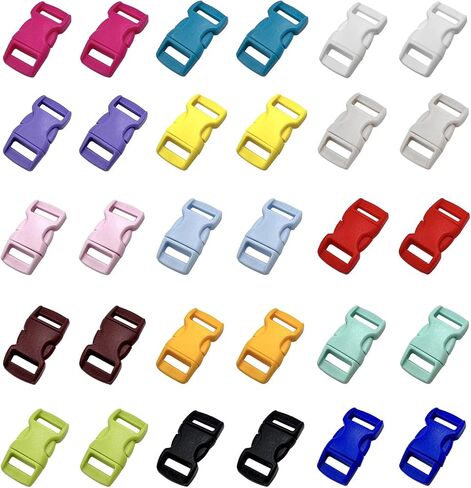 honigo 15 PCS 3/8 Inch Plastic Curved Buckle 15 Colors Quick Side Release Arched Buckle Heavy Duty Plastic Replacement for Bracelets,Backpack Nylon Webbing Belt,Lanyards,Pet Collar in Saudi Arabia