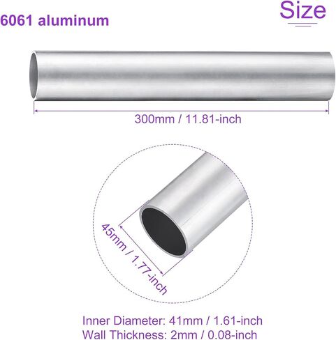 DMiotech (45 مللي متر OD x 41 مللي متر ID) 6061 أنبوب دائري من الألومنيوم بطول 300 مللي متر صناعة الأنابيب المعدنية لمشاريع بناء إطار الآلات DIY in Saudi Arabia