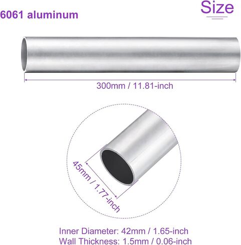 DMiotech (45 مللي متر OD x 41 مللي متر ID) 6061 أنبوب دائري من الألومنيوم بطول 300 مللي متر صناعة الأنابيب المعدنية لمشاريع بناء إطار الآلات DIY in Saudi Arabia