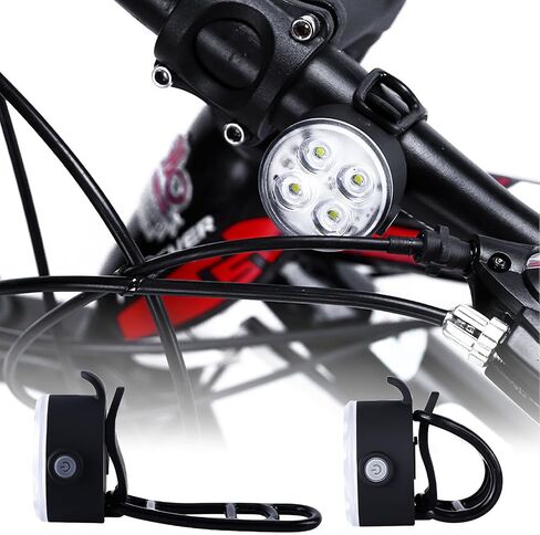 أضواء الدراجة - مجموعة مصابيح الدراجة القابلة لإعادة الشحن، مصابيح LED فائقة السطوع للدراجة الأمامية والخلفية 4 أوضاع إضاءة مقاومة للماء، سهلة التركيب لركوب الدراجات الجبلية (عبوة من قطعتين) in Kuwait