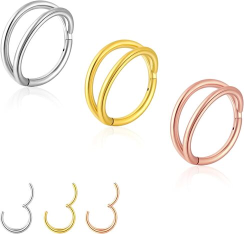 TOBENY 3PCS 18G 16G Nose Rings Hoops for Women Teen Girls CZ Hinged Segment Nose Piercings 316L Surgical Steel Nose Septum Clicker Ring Helix Cartilage Conch Rook Earrings Piercing Jewelry 8mm 10mm in Saudi Arabia