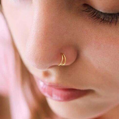 TOBENY 3PCS 18G 16G Nose Rings Hoops for Women Teen Girls CZ Hinged Segment Nose Piercings 316L Surgical Steel Nose Septum Clicker Ring Helix Cartilage Conch Rook Earrings Piercing Jewelry 8mm 10mm in Saudi Arabia
