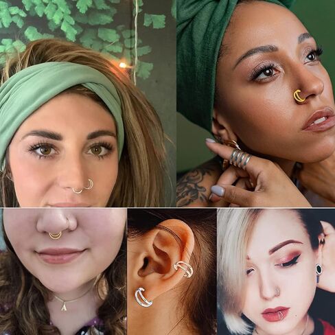 TOBENY 3PCS 18G 16G Nose Rings Hoops for Women Teen Girls CZ Hinged Segment Nose Piercings 316L Surgical Steel Nose Septum Clicker Ring Helix Cartilage Conch Rook Earrings Piercing Jewelry 8mm 10mm in Saudi Arabia
