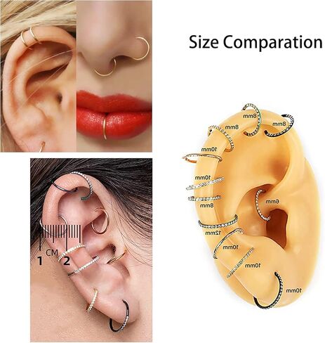 TOBENY 3PCS 18G 16G Nose Rings Hoops for Women Teen Girls CZ Hinged Segment Nose Piercings 316L Surgical Steel Nose Septum Clicker Ring Helix Cartilage Conch Rook Earrings Piercing Jewelry 8mm 10mm in Saudi Arabia