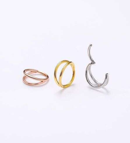 TOBENY 3PCS 18G 16G Nose Rings Hoops for Women Teen Girls CZ Hinged Segment Nose Piercings 316L Surgical Steel Nose Septum Clicker Ring Helix Cartilage Conch Rook Earrings Piercing Jewelry 8mm 10mm in Saudi Arabia