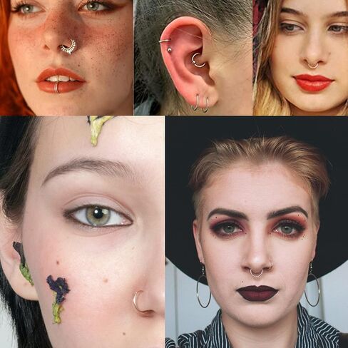 TOBENY 3PCS 18G 16G Nose Rings Hoops for Women Teen Girls CZ Hinged Segment Nose Piercings 316L Surgical Steel Nose Septum Clicker Ring Helix Cartilage Conch Rook Earrings Piercing Jewelry 8mm 10mm in Saudi Arabia