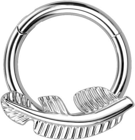 Pierced Owl 16GA G23 Implant Grade Titanium Front Facing Leaf Hinged Segment Ring in Saudi Arabia