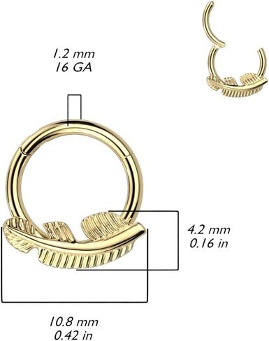 Pierced Owl 16GA G23 Implant Grade Titanium Front Facing Leaf Hinged Segment Ring in Saudi Arabia