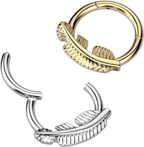 Pierced Owl 16GA G23 Implant Grade Titanium Front Facing Leaf Hinged Segment Ring in Saudi Arabia