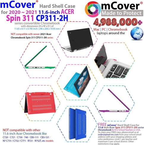 حافظة mCover متوافقة مع أجهزة الكمبيوتر المحمول القابلة للتحويل من سلسلة Acer Chromebook Spin 311 CP311-2H مقاس 11.6 بوصة فقط (لا تناسب موديلات Acer الأخرى) - شفافة in Saudi Arabia