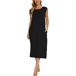 GYS Night Shirts for Women Bamboo Viscose Nightgowns with Pockets Soft Cap Sleeve Sleepwear Comfy Sleep Dress