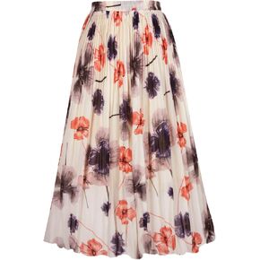 OBBUE Women's Chiffon Pleated Skirts Elastic High Waist A-line Midi Skirts for Casual Party Holiday