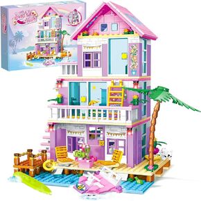 Beach House Building Set, Seaside Villa Dream House Building Toys Compatible with Lego Friends Sets for Girls Age 8-12, Creative Holiday Cottage Building Kit (573 PCS)