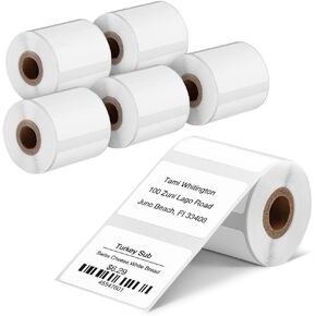 1380 pcs Phomemo Label Set, AdhesiveThermal Paper, Premium Multipurpose Thermal Printer Label 230 Labels/Roll, 6 Rolls Set, Compatible with M110/M220/M120/M200/M221 Label Maker, Black on White